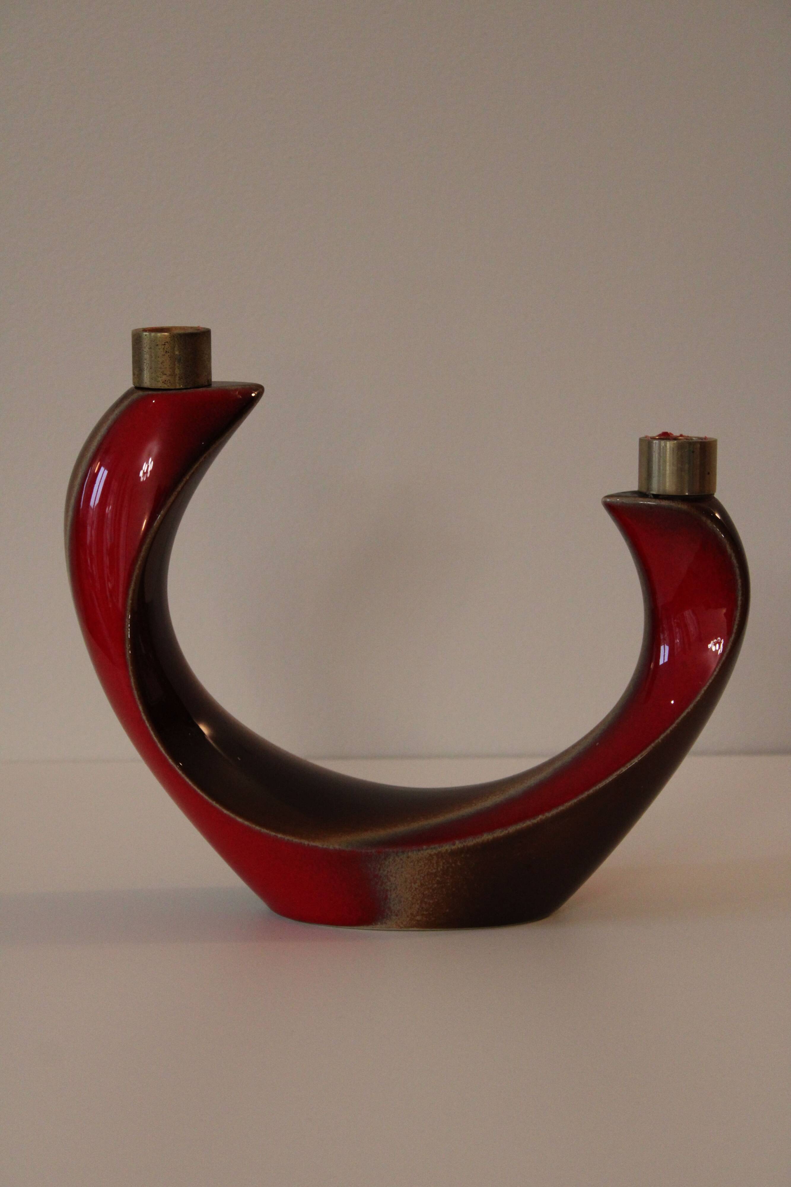Sublime red Verceram Vintage candlestick
