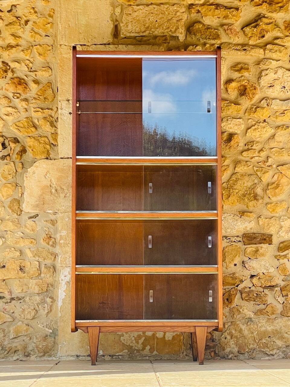 Storage unit/Library with sliding glass doors 1960s