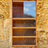Storage unit/Library with sliding glass doors 1960s