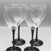 Set of 4 Luminarc wine glasses with black stem