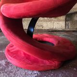 Jaymar Sculptural Post Modern Armchair with Red Spiral Ribbon, 1980s