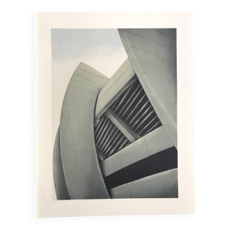 Original lithograph by Alain LE FOLL, Corbelled stadium, 1978