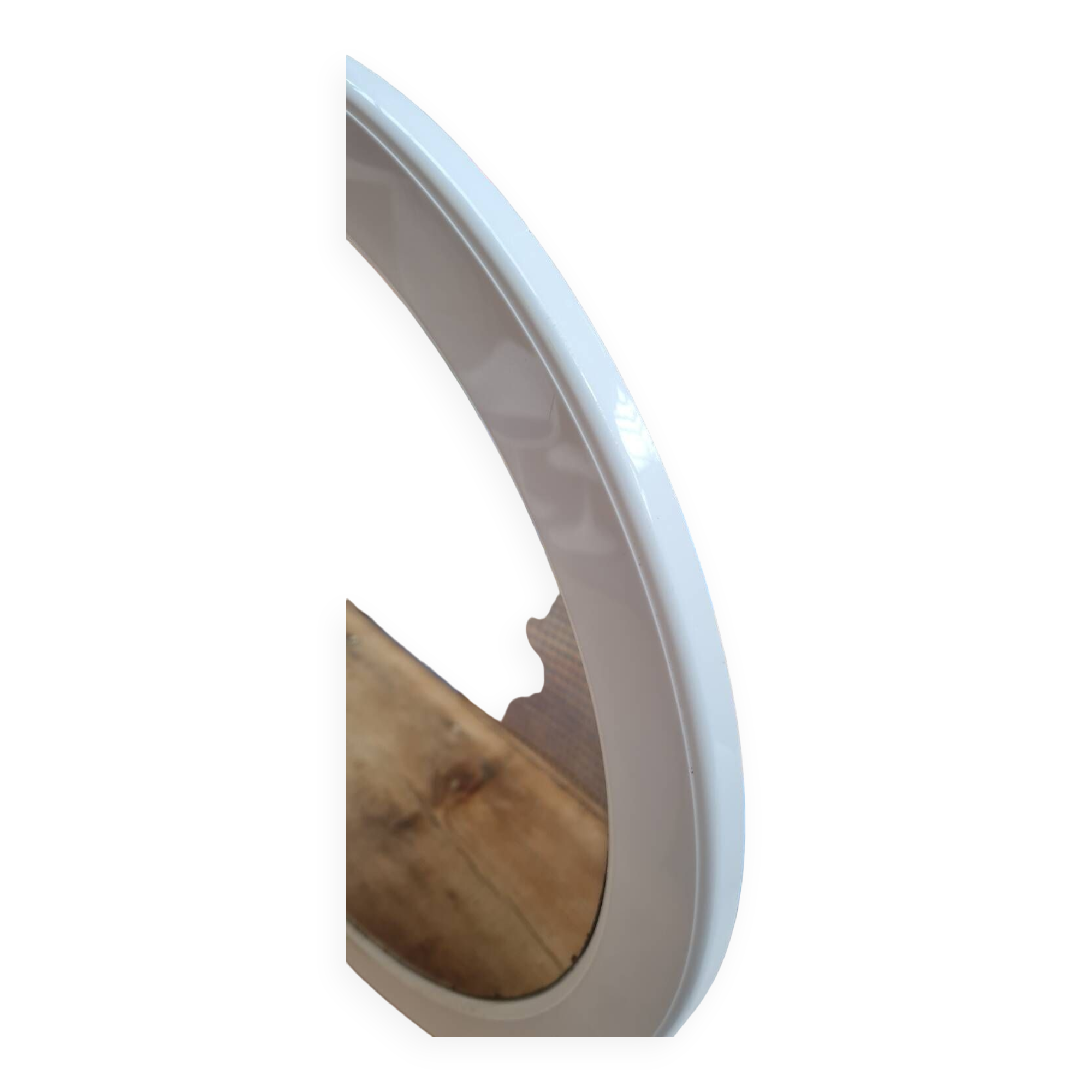 Round white plastic mirror, 1970s