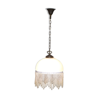 Suspension vintage en demi coquille mouchetée aux perles