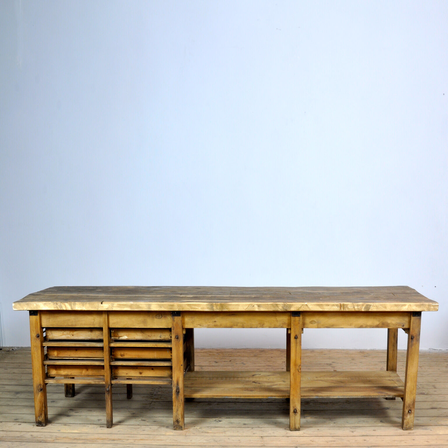 Table de travail industrielle en bois, années 1950