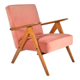 Original vintage armchair compas, restored, 1960s, velvet, pink