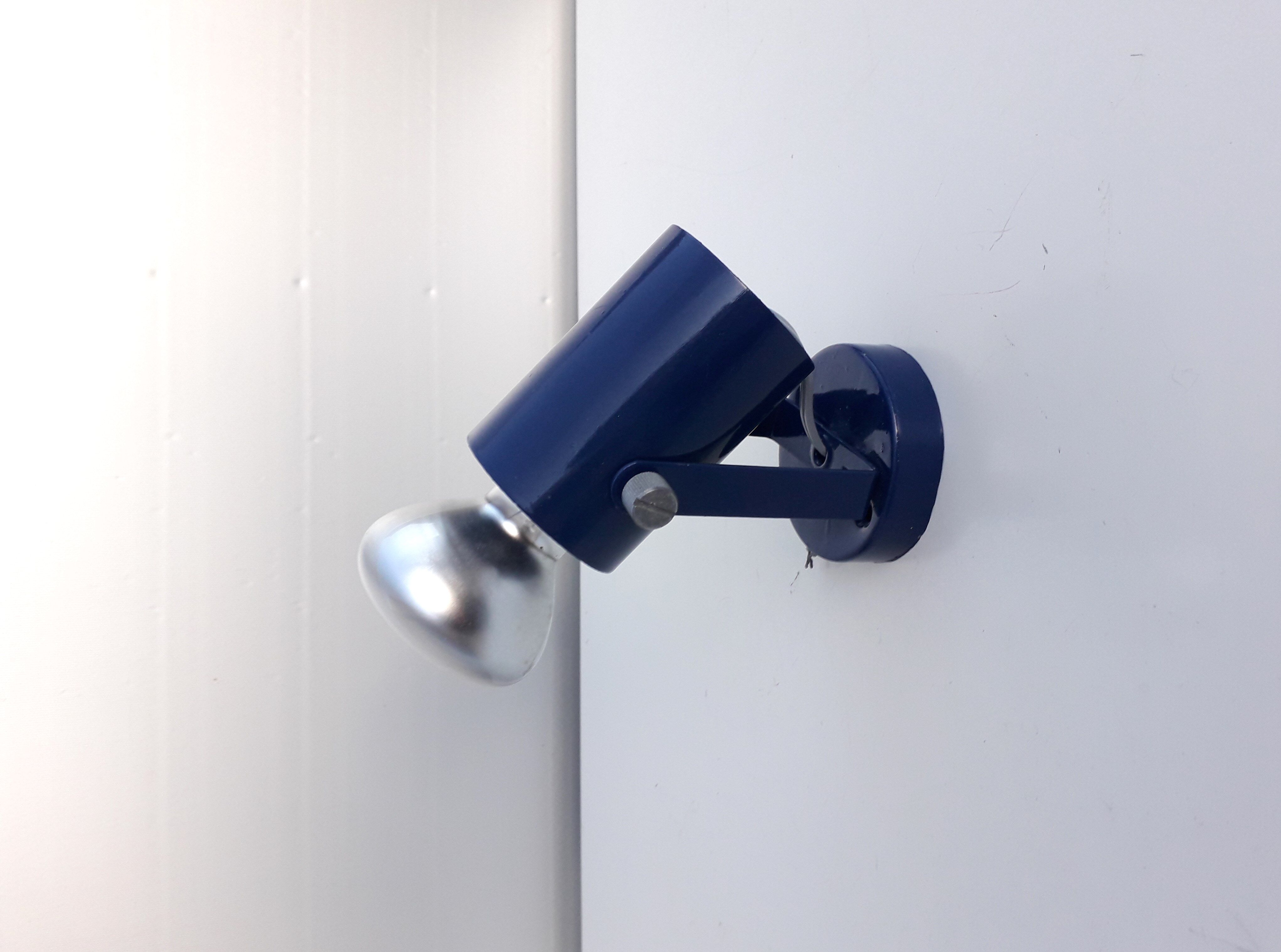 Vintage wall lamp blue lacquered 1970