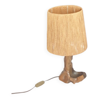 Lampe Brutaliste vintage en bois 1950 - 1960