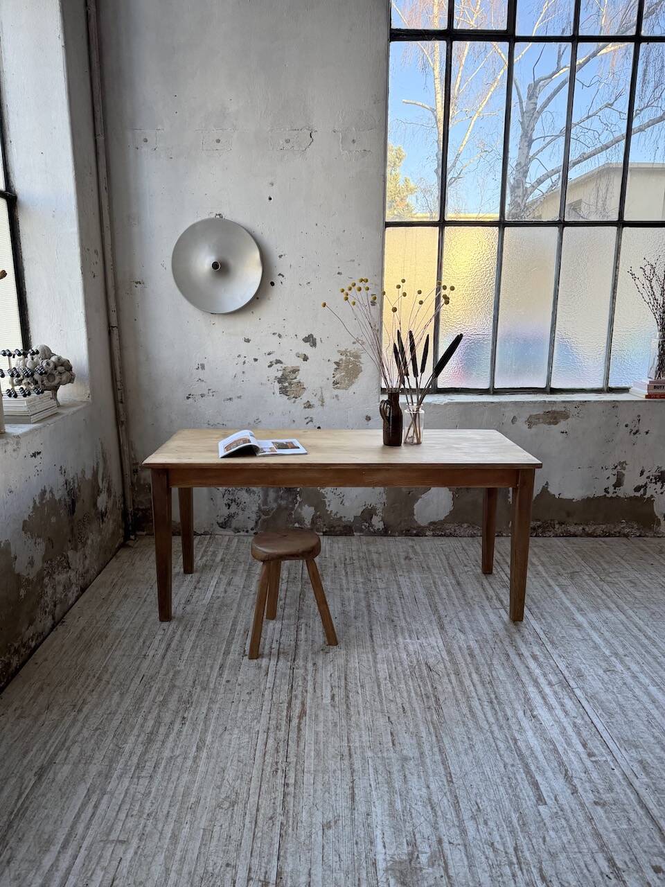 Table de ferme en pin et chêne