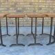 Unusual modular coffee table in oak and wrought iron.