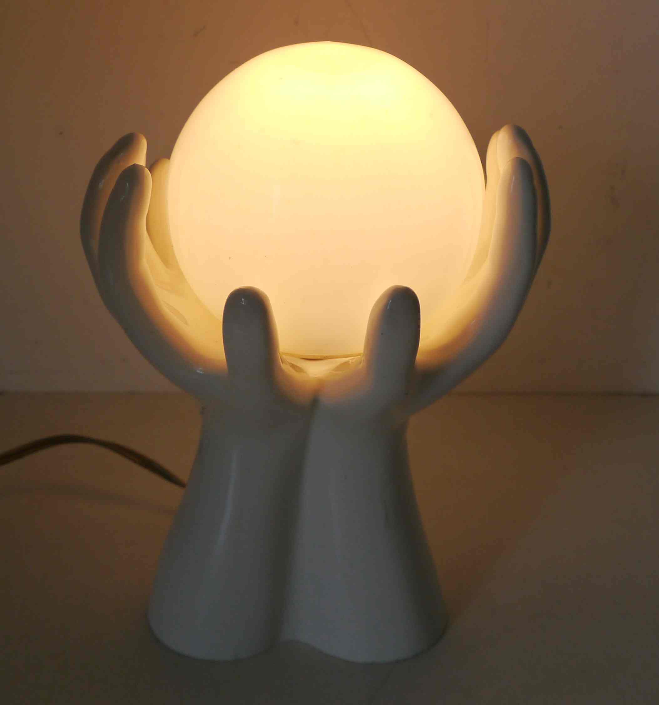 Ceramic lamp or night light "hands together" 60's