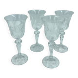 4 chiseled crystal glasses. Berlin Kusak Cut Glass Works.