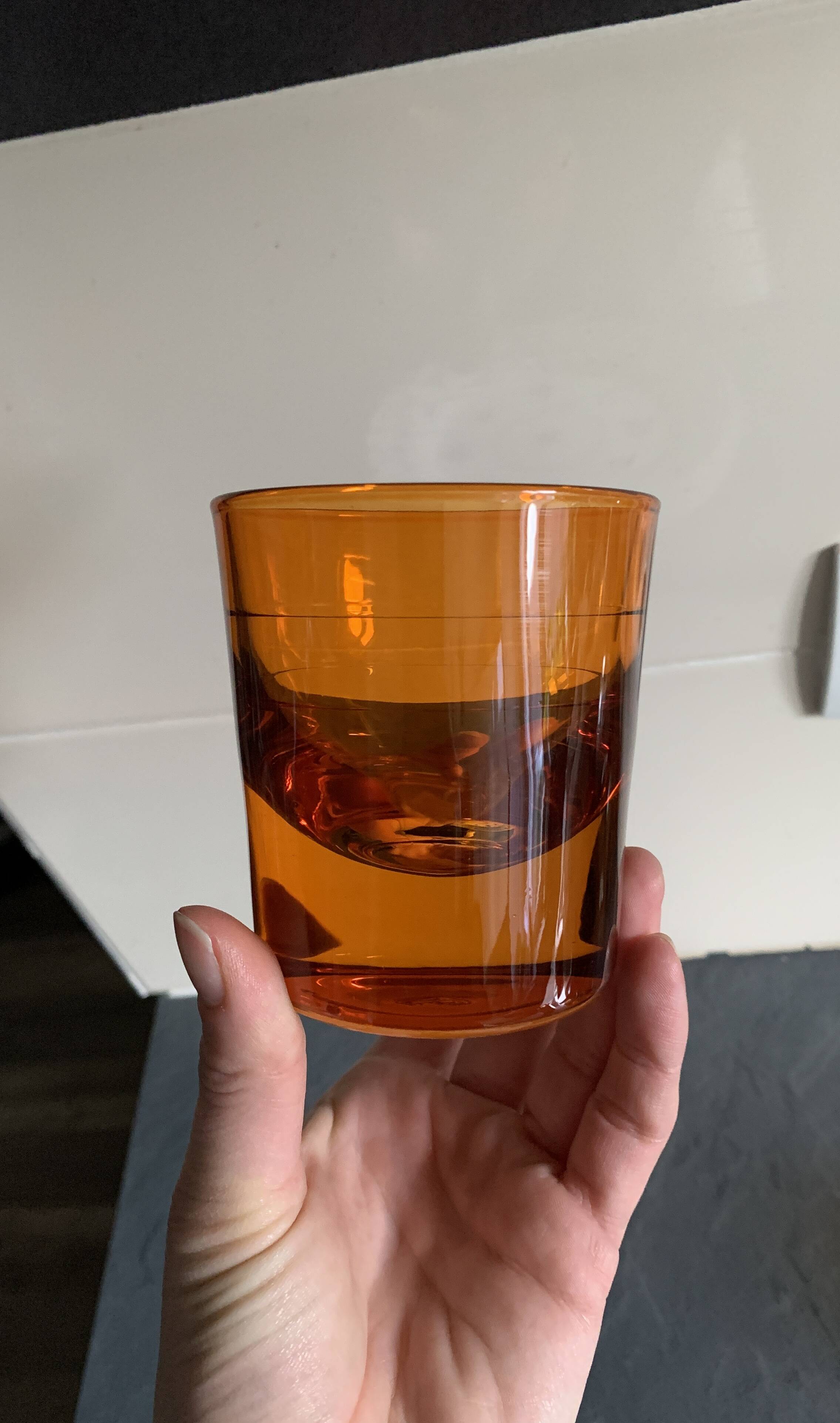 3 orange block spirit glasses