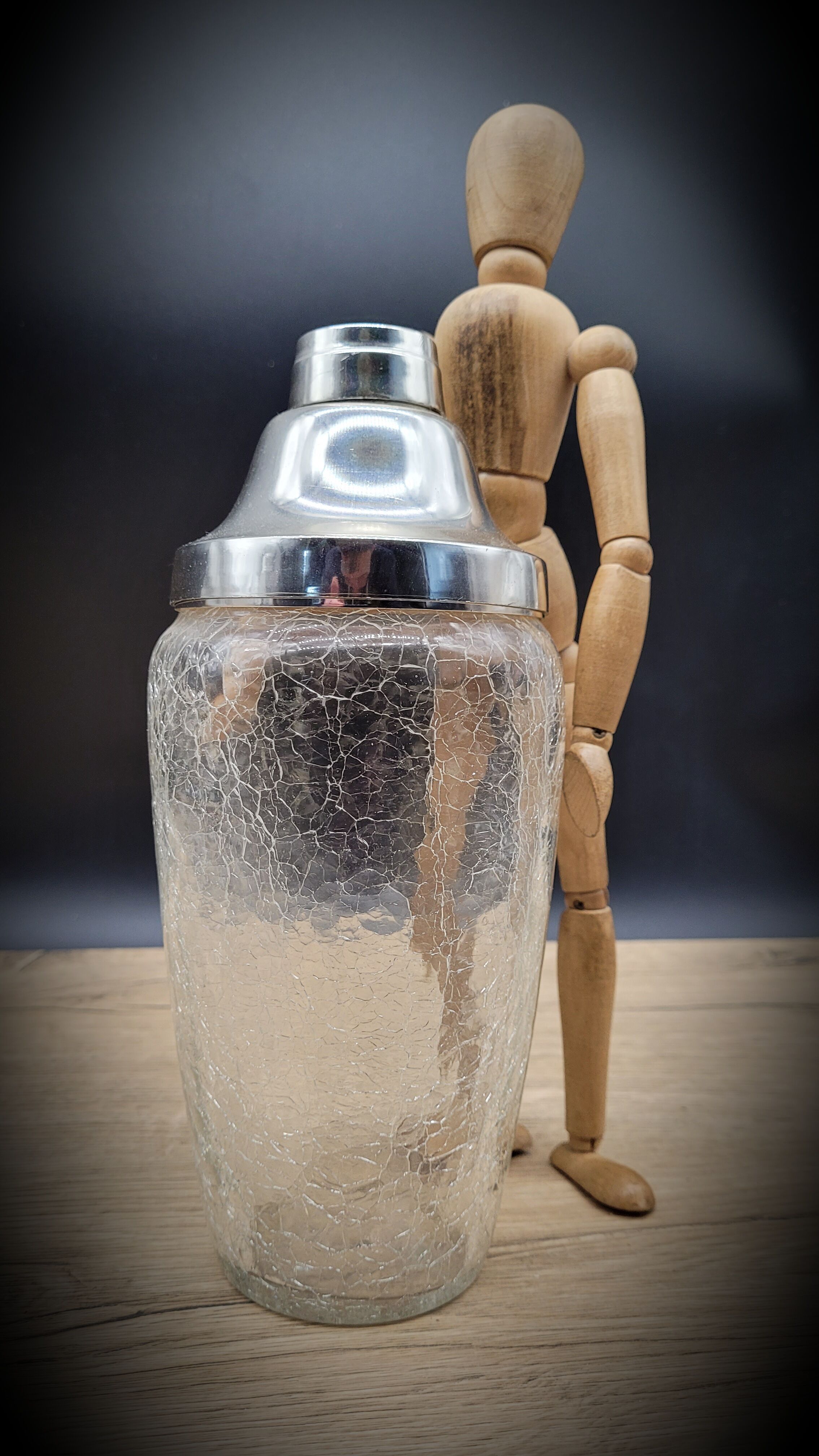 Chiseled glass cocktail shaker