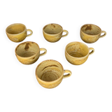 Set de 6 tasses à café / thé vintage , émail jaune/beige