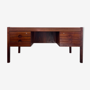 Ancien Bureau scandinave danois en placage palissandre design Christian Linneberg