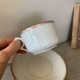 3 tasses à thé ou chocolat Blanche et doré