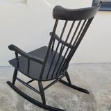 Vintage black rocking chair 1950