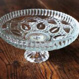 Cut glass goblet with a transparent stem.