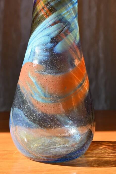 Large free-form art glass vase by Gyula Budveszel, Hungary, 1990s