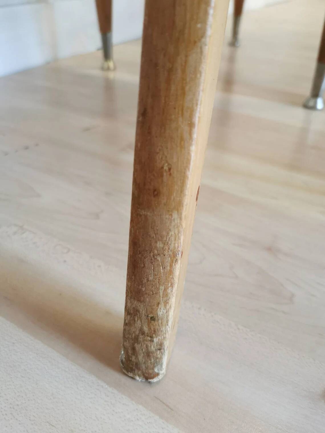 Set of 6 Vintage Wooden Dining Chairs: 1970s Mid-Century Bistro Style