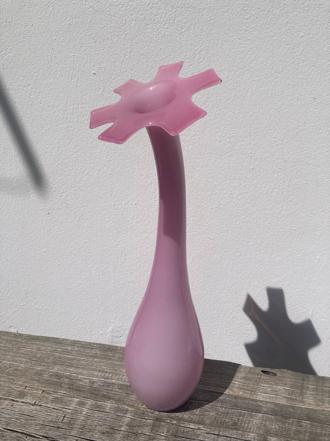 Grand vase fleur opaline rose