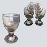 Série de 10 coupes / verres à eau en cristal artisanaux.