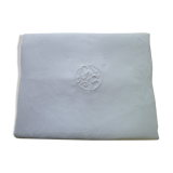 White damask linen tablecloth 1.60 x 2.18 m Monogrammemée GB
