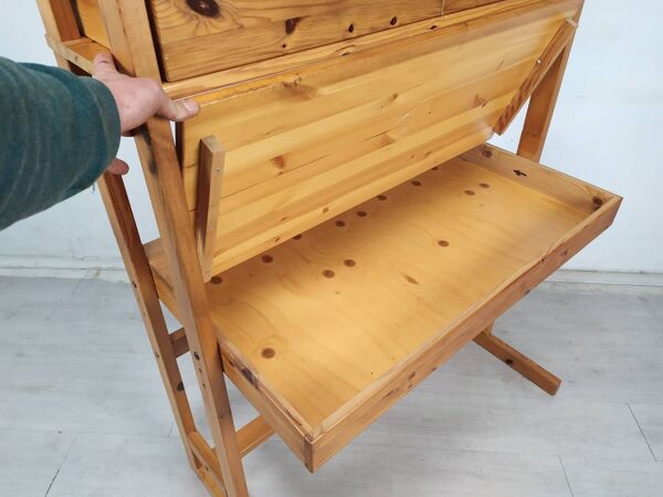 Bureau étagère pin vintage