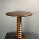 Midcentury brutalist wood turned side table, Charles Dudouyt style, 1950s
