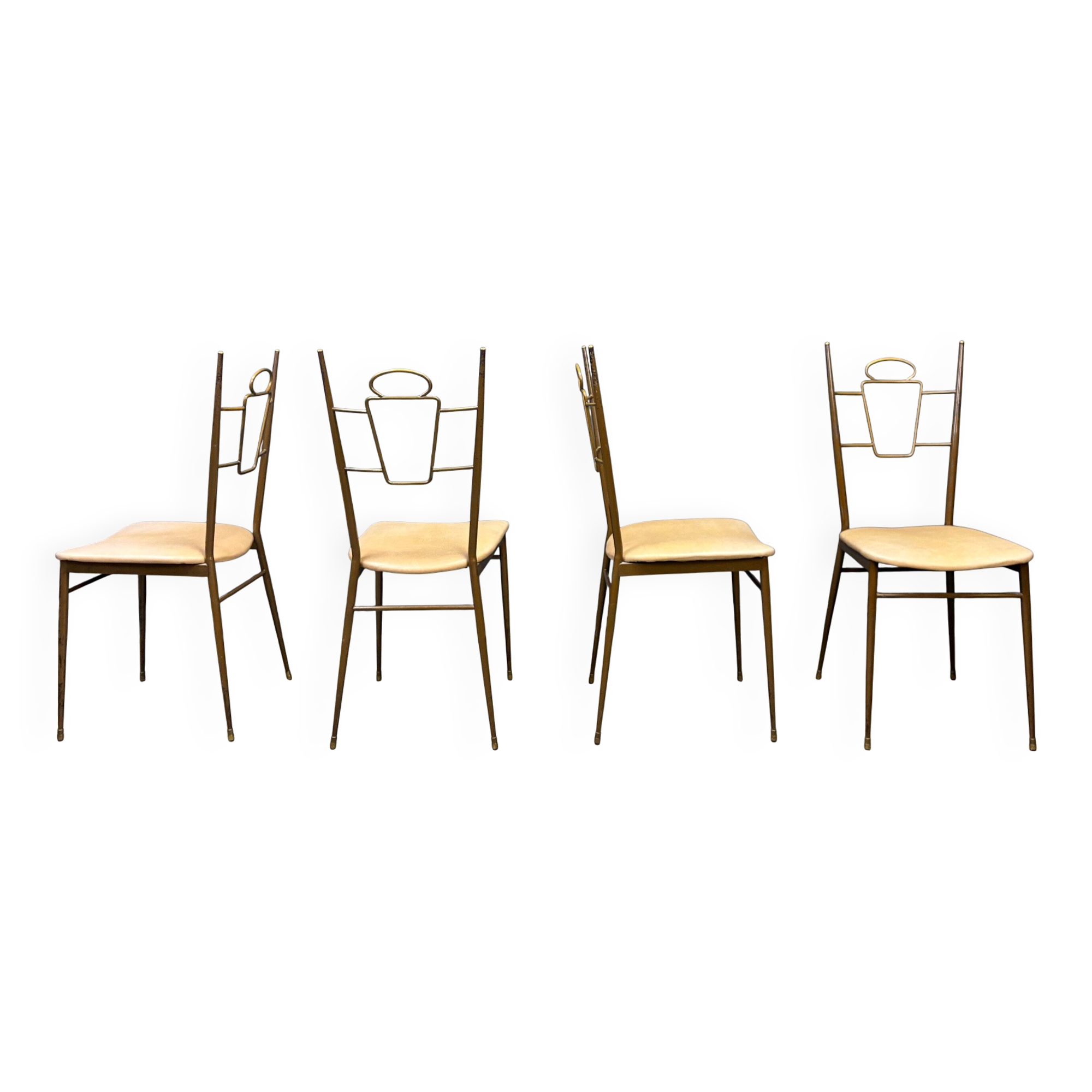 Mid-century Italian brass dining chairs, 1950s