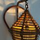 Unique wall lamp in bamboo and fabric, Lantern Design/One, Italy, 1960s