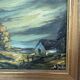 Small vintage painting of a countryside landscape – Oil on canvas – Old house