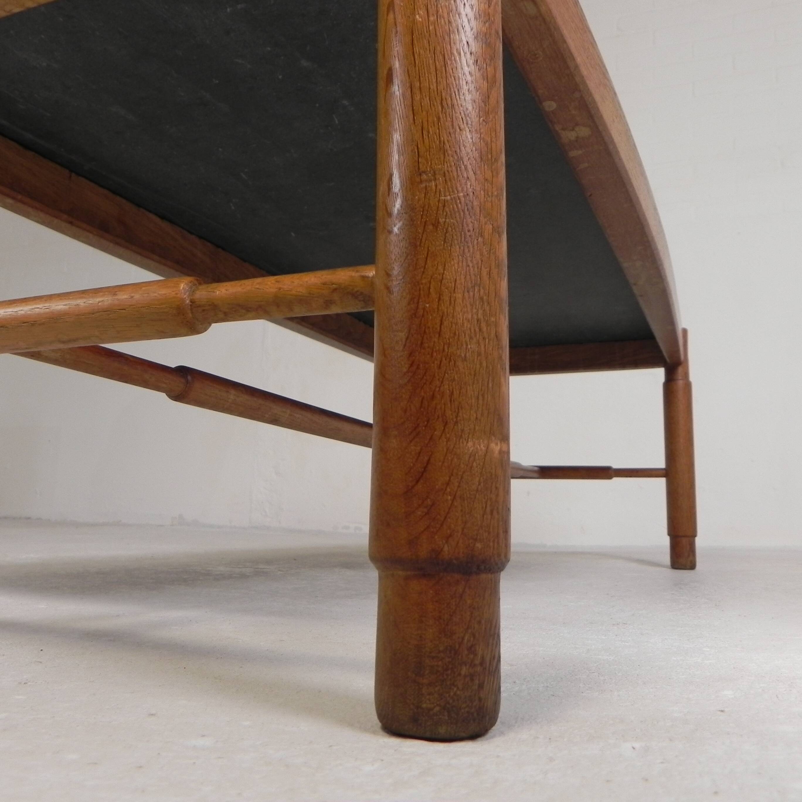 Vintage oak coffee table with a slate top in an oak frame, 1960s.