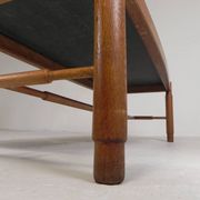 Table basse vintage en chêne avec plateau en ardoise dans un cadre en chêne, années 1960