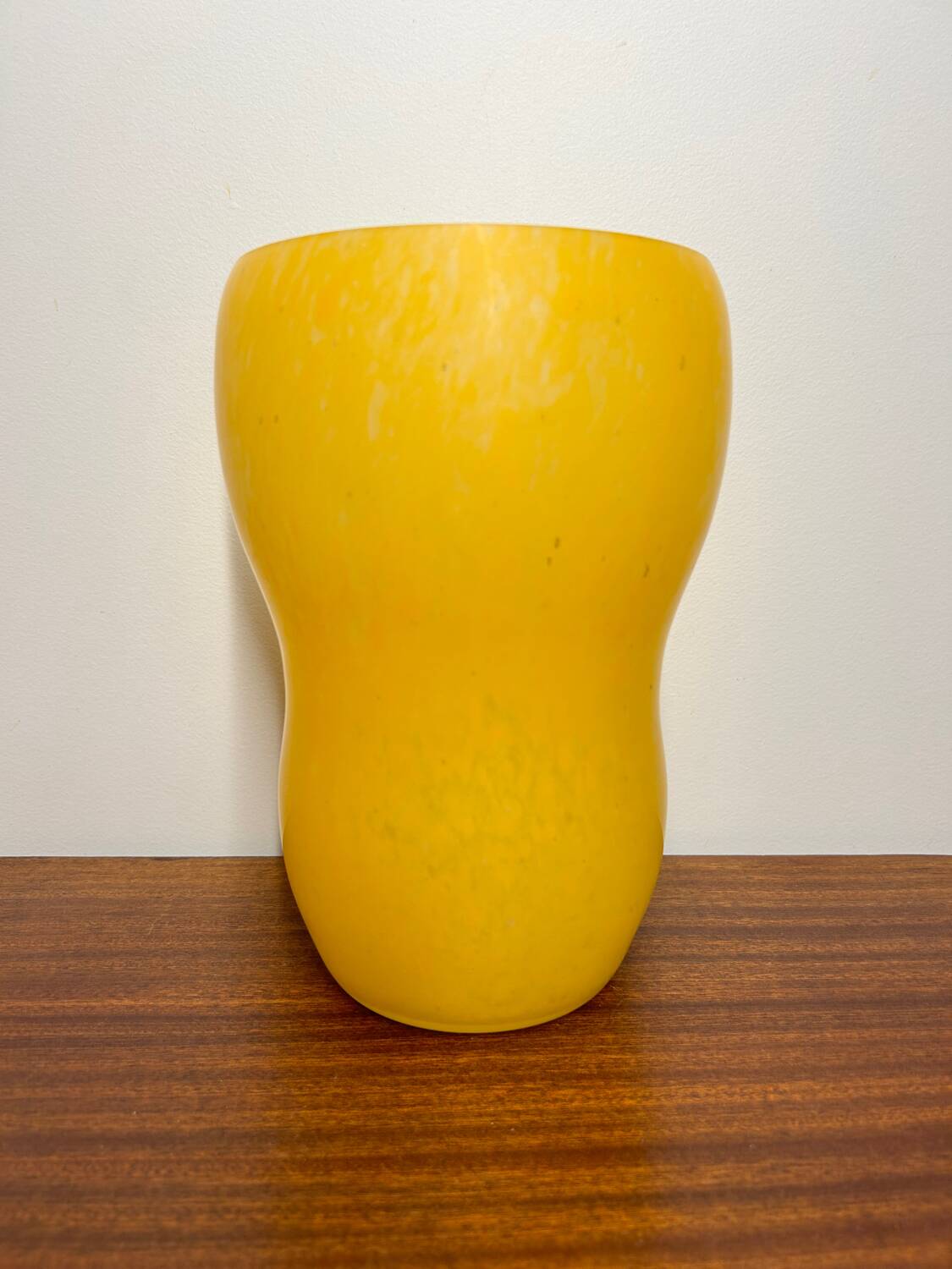 Vintage yellow frosted glass vase