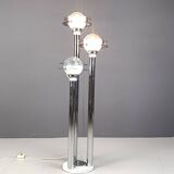 Lampadaire Space Age chromé et verre, années 1970