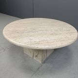 Round travertine coffee table, 1970s