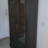 Old black Napoleon III display case, dresser, cabinet of curiosities, storage unit