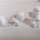 Lot 6 knife holders and 6 porcelain place markers putti angels