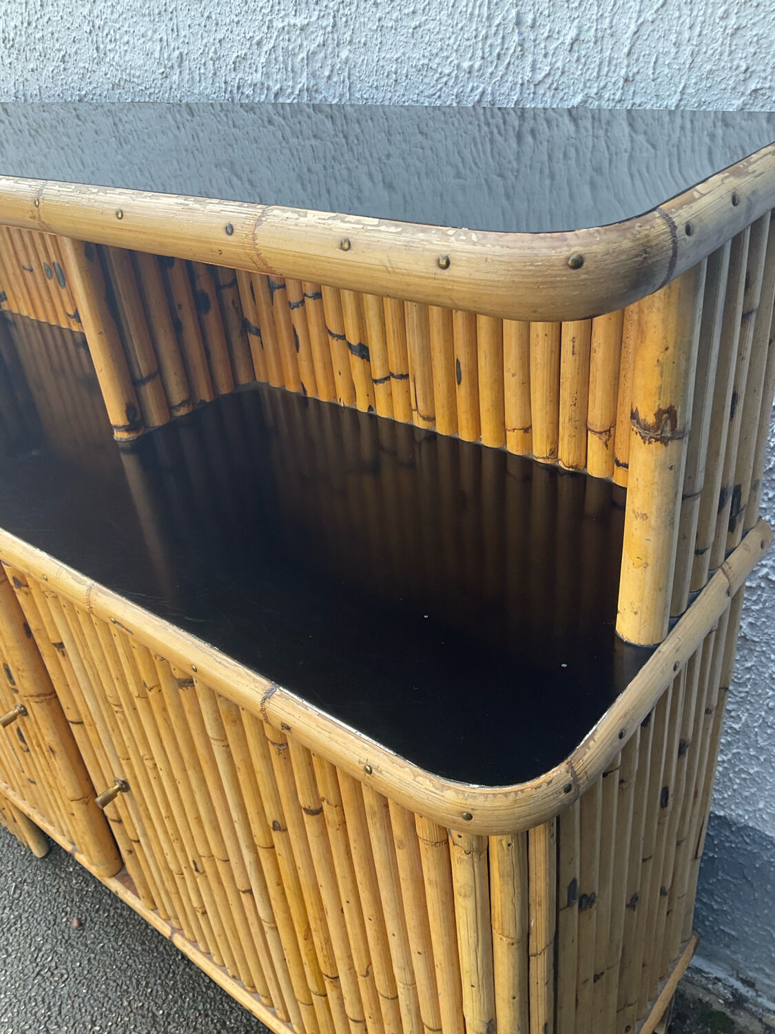 Vintage rattan bamboo bar from the 60s