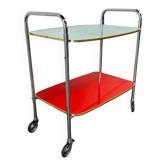 Table roulante/chariot de bar/chariot à thé vintage rouge menthe et bleu.