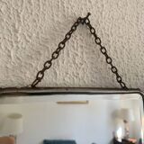 Miroir vintage 1950 triptyque barbier biseauté canard - 24 x 58 cm