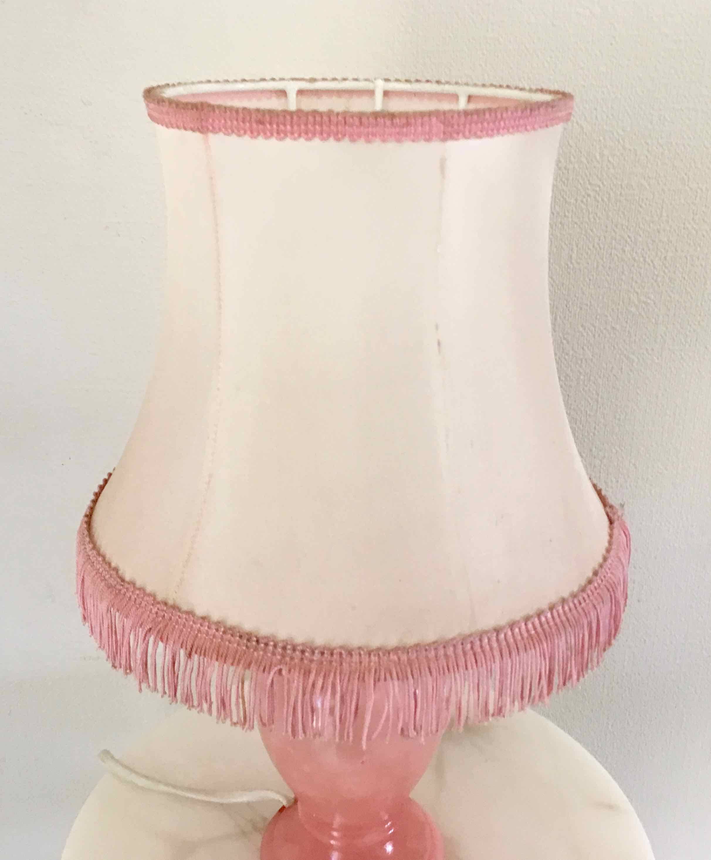 Vintage pink alabaster bedside lamp