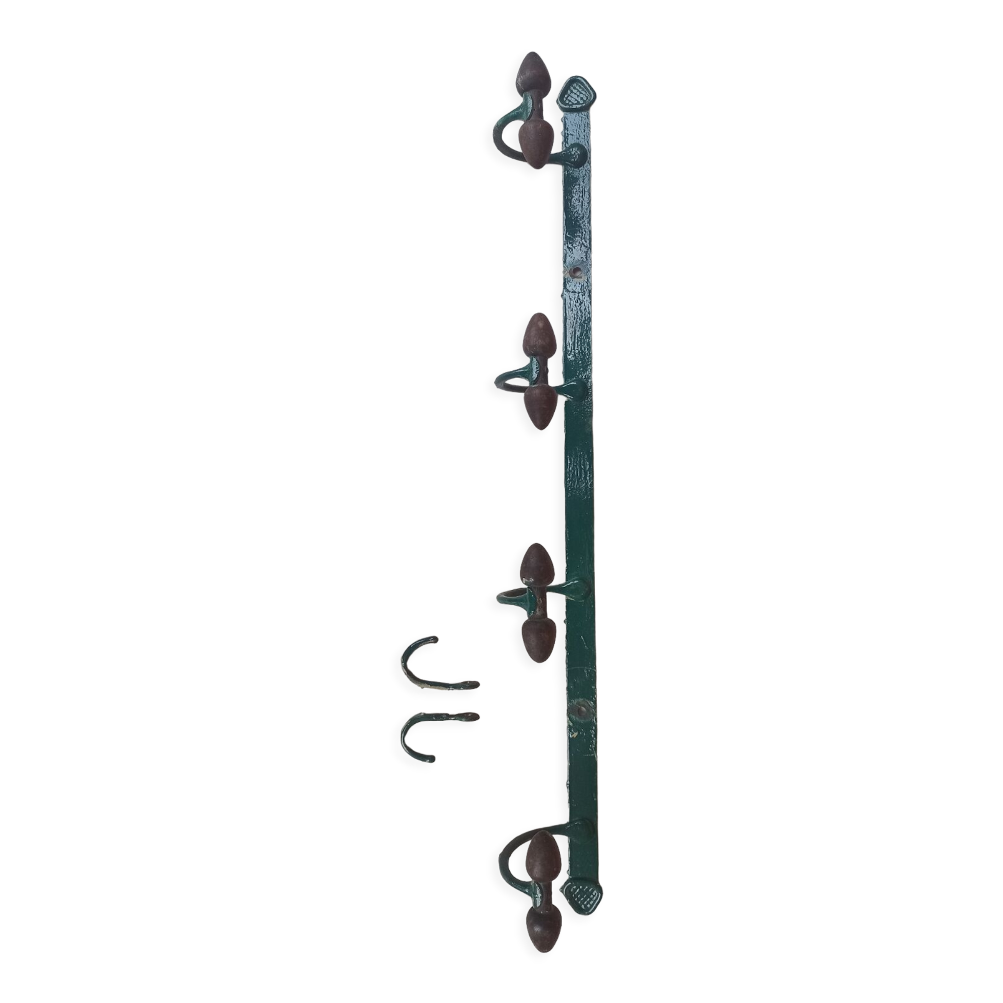 Wall coat rack in metal and old wood