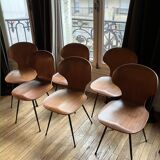 Set of 6 Lulli wood and metal chairs by Carlo Ratti, Italy 50s