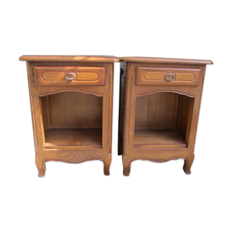 Pair of rustic oak bedside tables, from the 80s