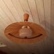 Teak and sisal light/hanging lamp from the 60s/70s