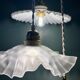 Vintage glass and opaline triple suspension lampshade