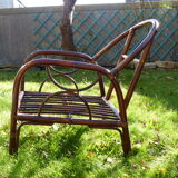 Armchair bamboo and rattan of the 1980
